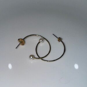 Gold Hoop Earrings with Pearl Tips - Women Jewelry